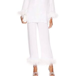 Sleeper Pajama Set with Double Feathers in White - Size Small